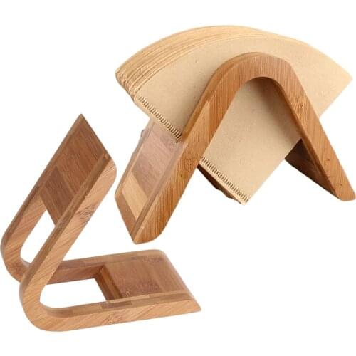 Bamboo Wood Coffee Filter Holder Dispenser Filter Paper Rack Display Shelf Storage 100pcs Filtering Paper Storage Rack Stand