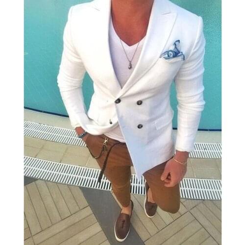 White Double-breasted men wedding suits Blazer Slim Tuxedo Custom kingsman Jacket men suit jacket + trousers