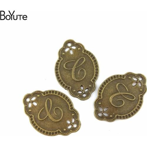 BoYuTe (60 Pieces/Lot) 30*23MM Wholesale Vintage Word Charms Antique Bronze Plated Zinc Alloy Word C Charms for Jewelry Making