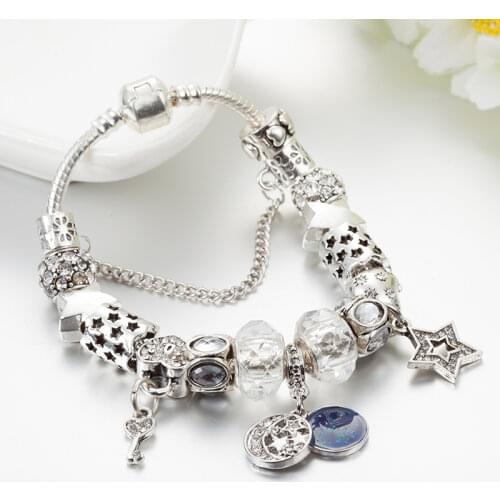 ANNAPAER 2019 Pulseira Crystal Star Charm Bracelets Key Bead Fit Original Bracelets Pulseira Female Personality Jewelry B17050