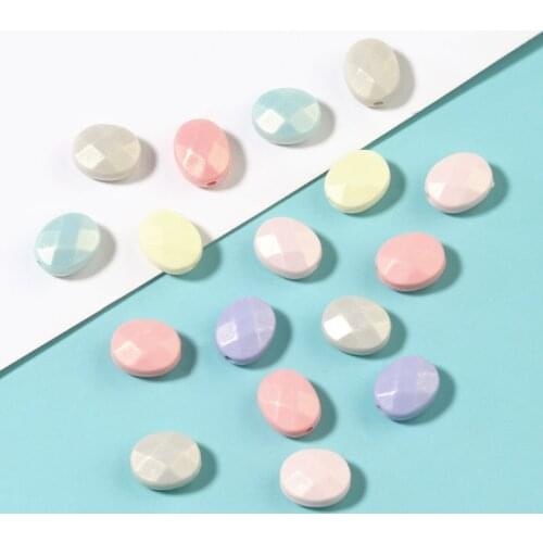 Linsoir Acrylic Beads Fashion Oval Shape Section Candy Color 10mm 100pcs/Lots Mix Color Jewelry Making Bracelet for Women