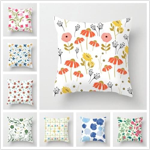 Flower Pattern Decorative Art Cushion Cover Pillow Pillowcase Polyester 45*45 Throw Pillows Home Decor Pillowcover