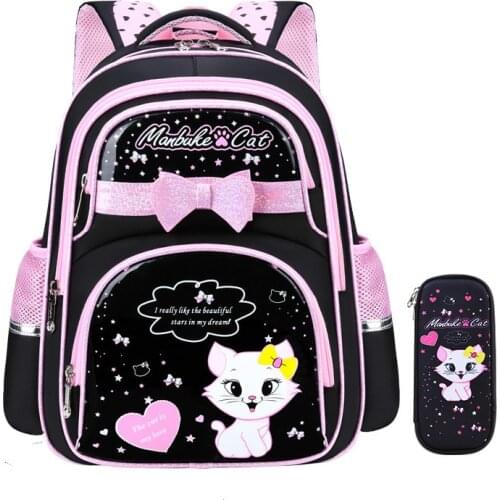 Children School Bags Girls Kids Primary cat cartoon backpack princess Orthopedic Backpack set schoolbag kids Mochila Infantil