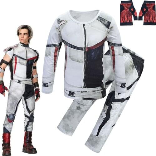 Descendants 3 Halloween Costume for Kids Carlos Cosplay Fantasia Clothing Baby Boys Casual Home Wear Pajama Set Shirts + Pants