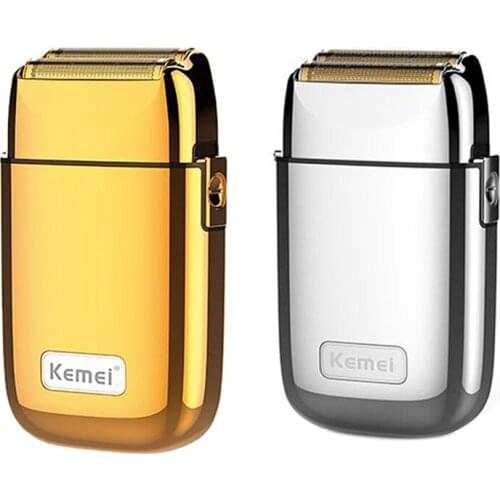 Kemei Electric Shaver for Men Powerful Beard Electric Razor Facial Neck Shaving Machine Metal Double Foil Metal Body