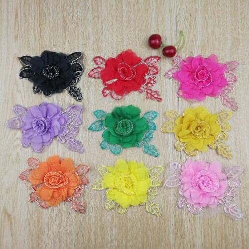 Eugenia Embroidered Bottom Plus Chiffon three-dimensional Decals DIY Accessories Car Bone Gold Thread Cloth Stickers