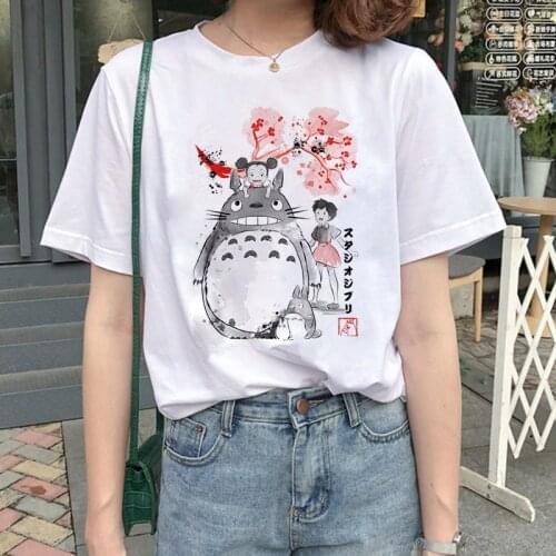 Totoro Spirit Away t shirt Studio Ghibli femme Japanese cartoon Anime women tshirt t-shirt Miyazaki Hayao clothes female kawaii
