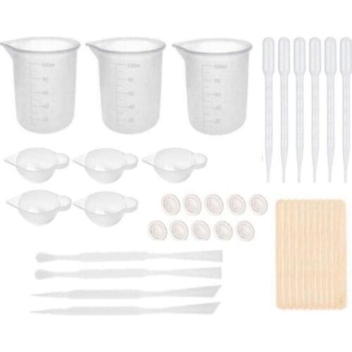 Diy Epoxy Resin Tools Measure Cups Silicone Cup Mix Stick Wooden Sticks Dropper Adjustment Adjuster Jewelry Making Hand