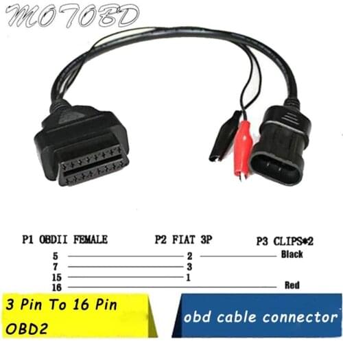 Cable Set 16 Pin To 3pin for Obdtool Cable Connector for 3 Pin Diagnostic Cable with Obd 2 Connector Tool Diagnostic Cable