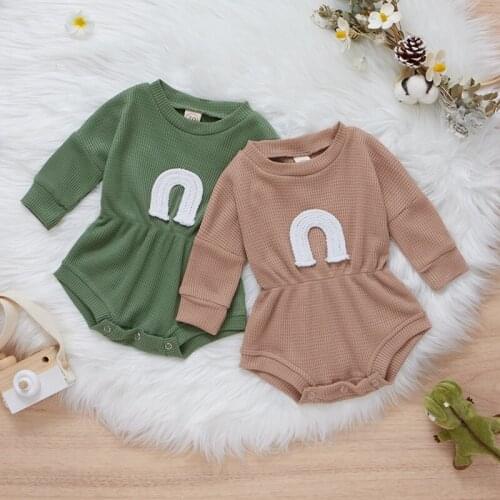 0-12M Newborn Baby Boy Girl Long Sleeve Rainbow Romper Jumpsuit Outfits Spring Autumn Clothes