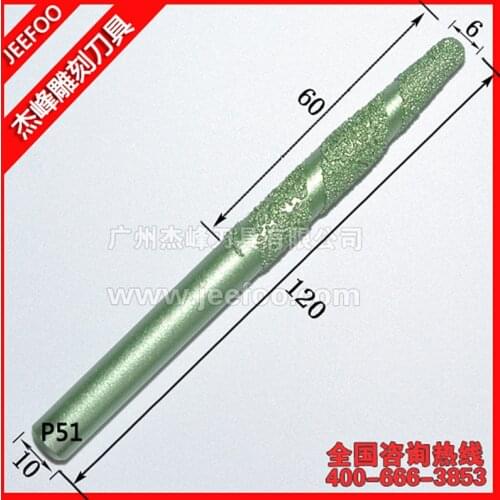 P51-10*6*60mm Tapered Ball Nose End Mill Stone Engraving CNC Tools, V Shape Engraving Bit, CNC Engraving Cutter Bits on Marble