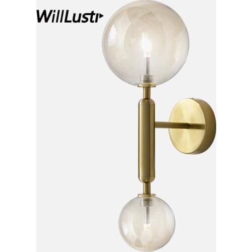 Minimalist Copper Wall Lamp Aluminum Sconce Cafe Bar Restaurant Study Lounge Stair Aisle Bedside Amber White Glass Luxury Light