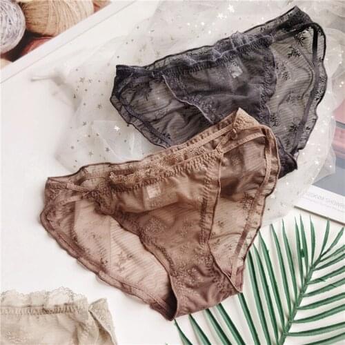 Fashion Coast Lace Side Mesh Sexy Lingerie Branch Side Hollow Out Low Waist Womens Underwear Seamless Transparent Breathable