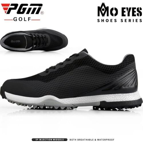 Mens Breathable Golf Shoes Anti-Skid Sole Waterproof Sneakers Male Lace Up Damping Training Shoes D0771