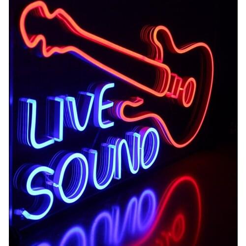 Music Guitar Live Sound Neon Sign Light Custom Acrylic Handcrafted Party Bar Club Party Business Artwork Decor Room Studio