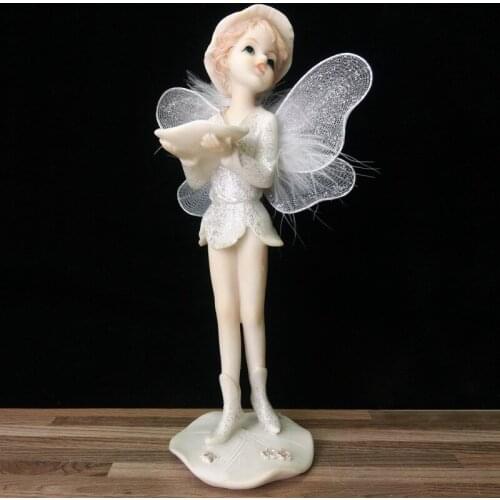 Nordic Resin Butterfly Shape Cute Fairy Statue with Wings Car Decoration Home Deocr Angel Figurines Fairy Garden Accessories