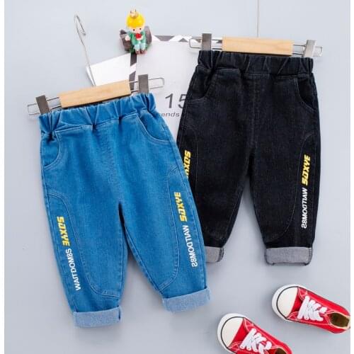 New 2021 baby boys and girls jeans childrens pants baby can open file baby boys' casual pants cartoon pants 1234 year old child