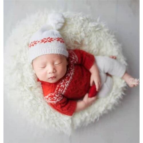 Newborn Baby Photography Prop Christmas Outfits Cloth Set Bonnet Pants Santa Claus Fotografia Shoots Photo Studio Accessories