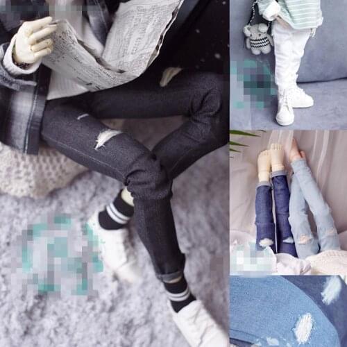 BJD Doll clothes suitable for 1-3 1-4 1-6 size jeans torn pants doll accessories