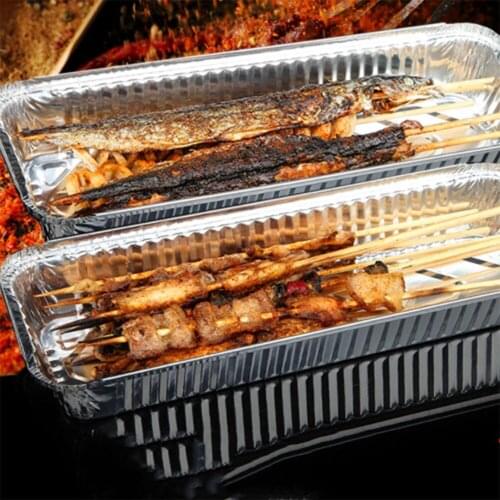 Disposable Aluminium Foil Pan Barbecue Tin Packing Box Baking Bread Tray Food Container