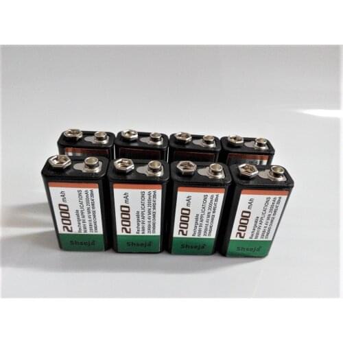 SHSEJA 8pcs/lot 2000mAh 9V rechargeable battery 9 volt Ni-MH battery for Microphone