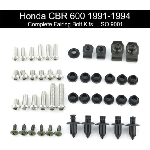 Fit For Honda CBR600 CBR 600 1991-1994 Motorcycle Complete Fairing Bolts Kit Covering Bolt Fairing Clips Nuts Stainless Steel