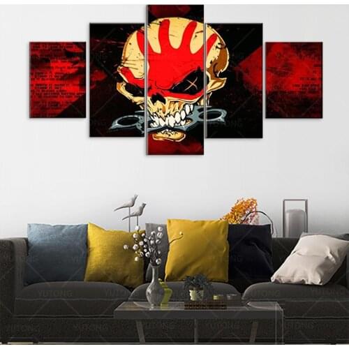 Rock and Roll Music Posters and Prints on Canvas 5 Piece Wall Art Five Finger Death Punch Pictures Home Decor for Living Room Pa