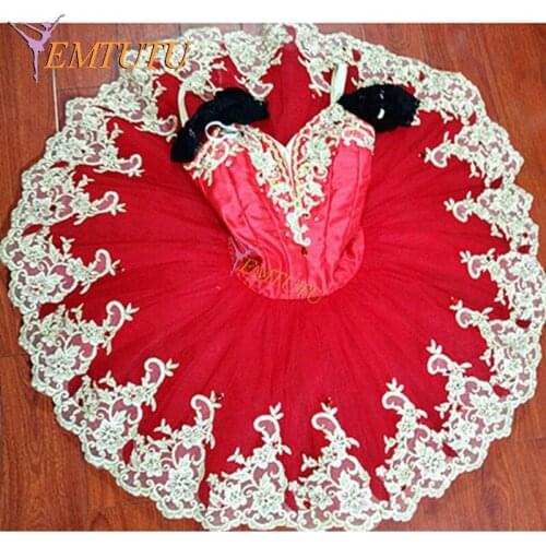 Don Quixote Professional Ballet Tutu Red Black Gold Performance Pancake Tutus Spanish Esmeralda Ballet Stage Costume Custom Made