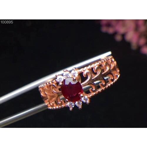Ruby ring Free shipping Natural real ruby 925 sterling silver Fine handworked jewelry Finger rings Gem 4*5mm