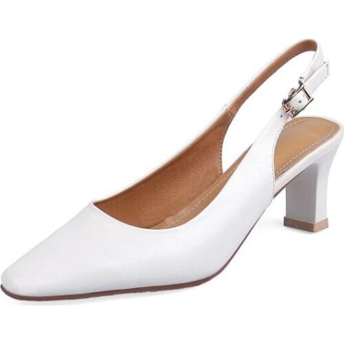 Sandalias Mujer 2021 Elegant Pointed Toe Genuine Leather High Heel High Quality Wedding Party Plus Size Women Shoes32-43 D-8803