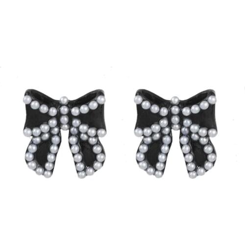 New Jewelry Creative Bowknot Imitation Pearl Asymmetric Exquisite Earrings Womens Earrings Aretes De Mujer Earrings For Women