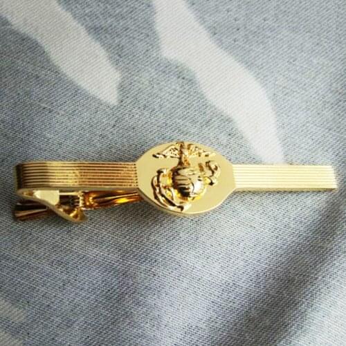 US USMC Marine Corps Metal Tie Clip Shirt Lapel Uniforms Pin Badge Gold
