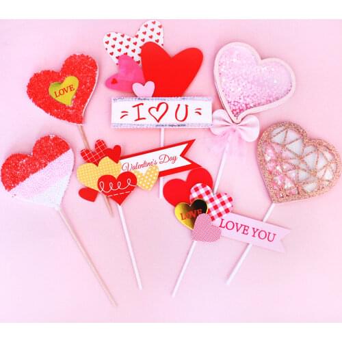 Wedding Cake Decorations Multi-layer Bowknot Hollow Heart Cake Inser Card Birthday Cakecup Proposal Anniversary Party Supplies
