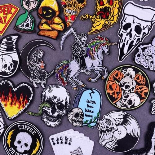 Grim Reaper Badge Skull Patches On Clothes DIY Hippie Embroidered Patches For Clothing Thermoadhesive Patch Punk Ironing Sticker