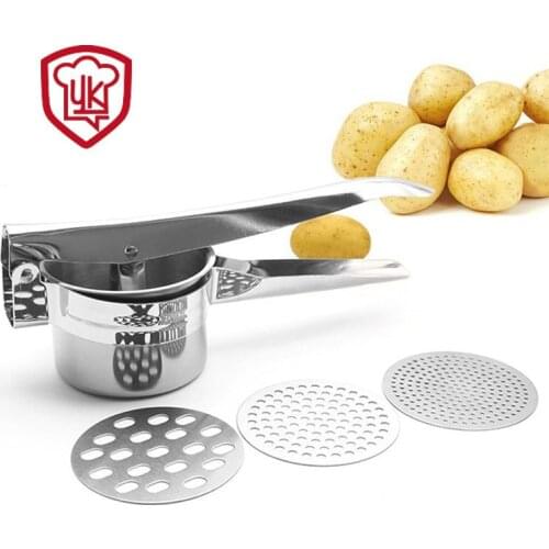 Three-in-one stainless steel potato press, garlic press, manual juicer, creative kitchen gadget