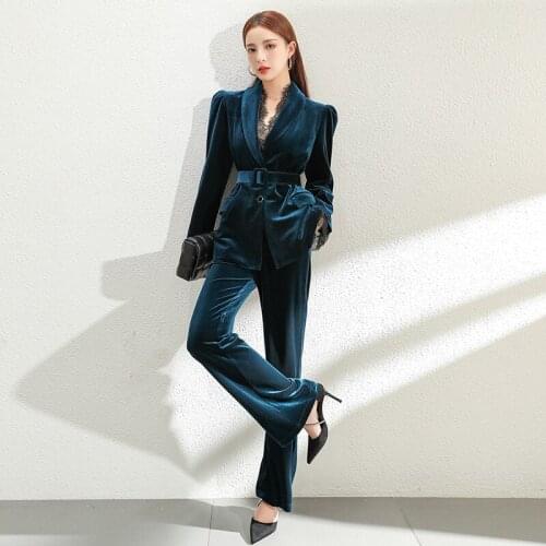 Женские бархатные брючные костюмы UVRCOS China At AliExpress