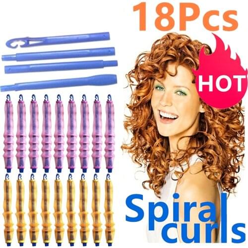 Magic Hair Rollers (20/30/45/50/55cm) 18 Pcs Spiral Round Curling Curling Iron Soft Hair Curler Magic Hair Curler for Women DIY