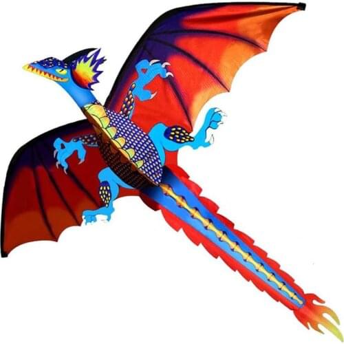 Outdoor colorful 3D dragon flying kite and 100m tailline childrens toy 3D dragon kite