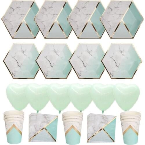 Green Birthday Party Decoration Wedding Party Supplies Plate Set Birthday Disposable Paper Plate Dish Green Gilding Tableware