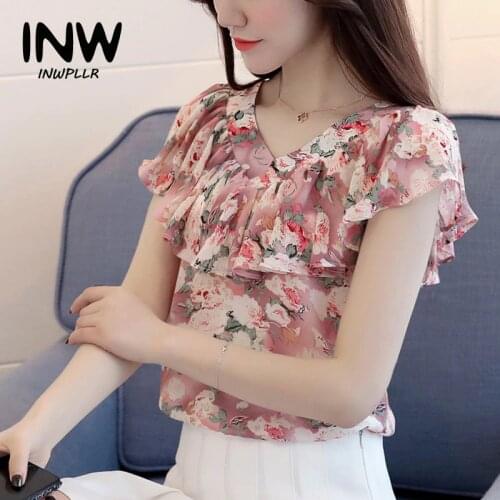 Womens Tops And Blouses Ruffle Chiffon Blouse Women 2018 Fashion Print Summer Blouses Shirts Large Size Floral Blusa Feminina