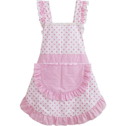 Korean style ruffle lace aprons for women baking mats apron kitchen helper cooking gloves princess pocket not waterproof sale