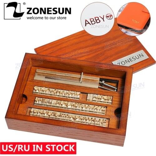 ZONESUN 6T-slot Brass Letters stamps Die Cut Mold Hot Foil Stamp Copper Alphabet Press Set Customized Font DIY Character Mold