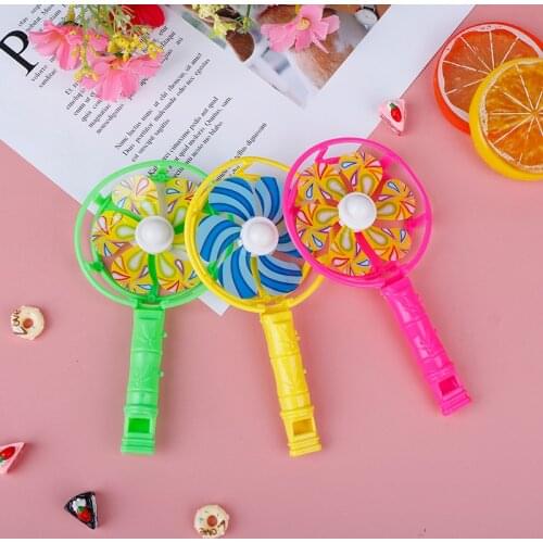 3Pcs/set Small Beauty Plastic Windmill Whistling Handle Toys Pinwheel For Children
