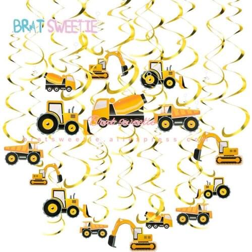 30pcs Construction Hanging Swirls Kids Boys Construction Zone Theme Birthday Party Supplies Cars Party Hanging Decorations
