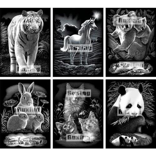 5D DIY Diamond painting Cross stitch Black Animal Full Square Diamond embroidery Full Square Diamond mosaic Animation