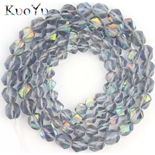 6/8/10mm Faceted Gray Shiny Crystal MoonStone Glitter Beads Water ripple Loose Spacer Beads For Jewelry Making DIY Bracelets 15