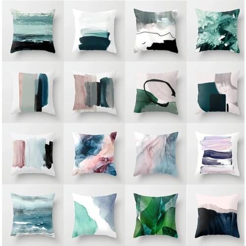 Abstract Geometric Oil Painting Series Plush Pillow Case Decorative Pillowcase Cushions for Cojines Decorativos Para Sofa