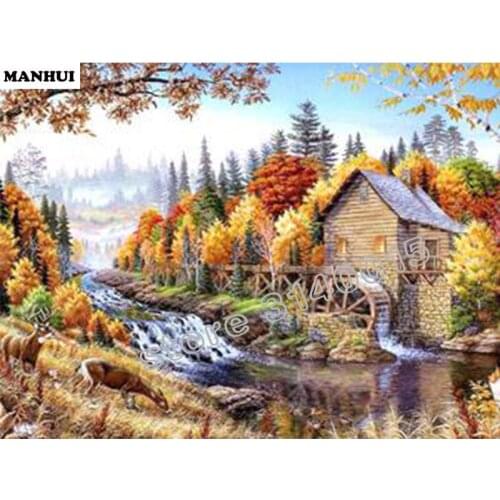 Diamond Embroidery Cross Stitch Rhinestone 5D DIY Farmhouse cabin Diamond Painting Mosaic Painting Home Decor BCD393