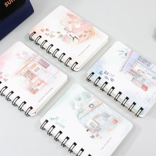 A7 Rollover Coil Notebook 160 Pages Cartoon Pattern Blank Inner Pages Students Carry Mini Notebooks