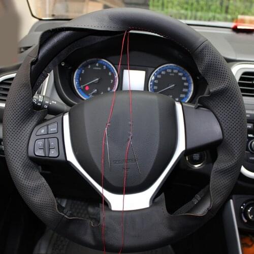 1pc for SUZUKI Vitara 2016-2017 steering wheel cover Hand sewn top layer leather